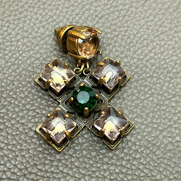 Tory Burch Jewelry - VTG Tory Burch Single Earring Chunky Glass Stones Antique Gold Pierced 1892 L